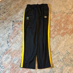 Umbro Brazil Black Yellow Striped Track Pants Mens Size Medium Soccer Y2K